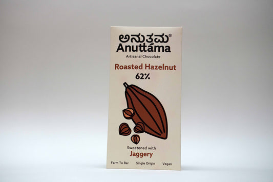 Hazelnut | | 62% Cocoa | Sweetened with Jaggery
