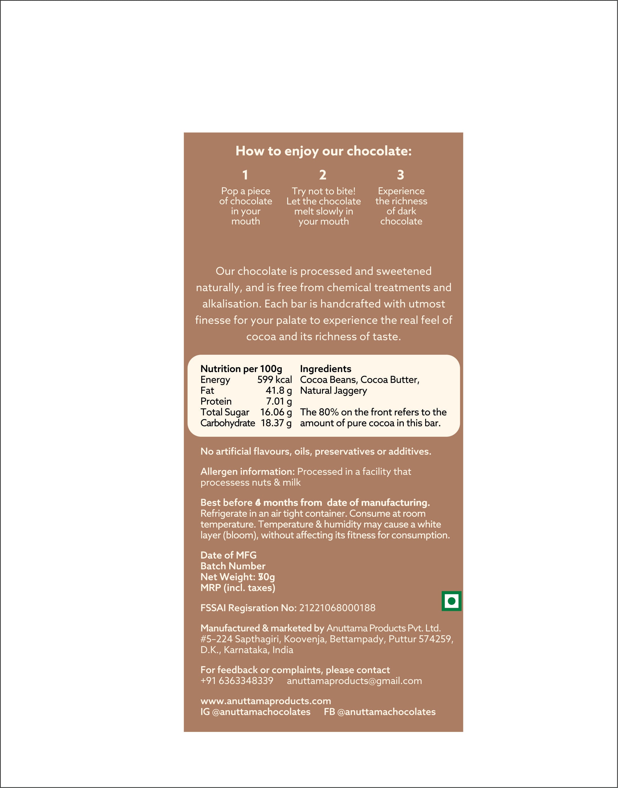 Dark | 80% Cocoa | Sweetened with Jaggery image 4