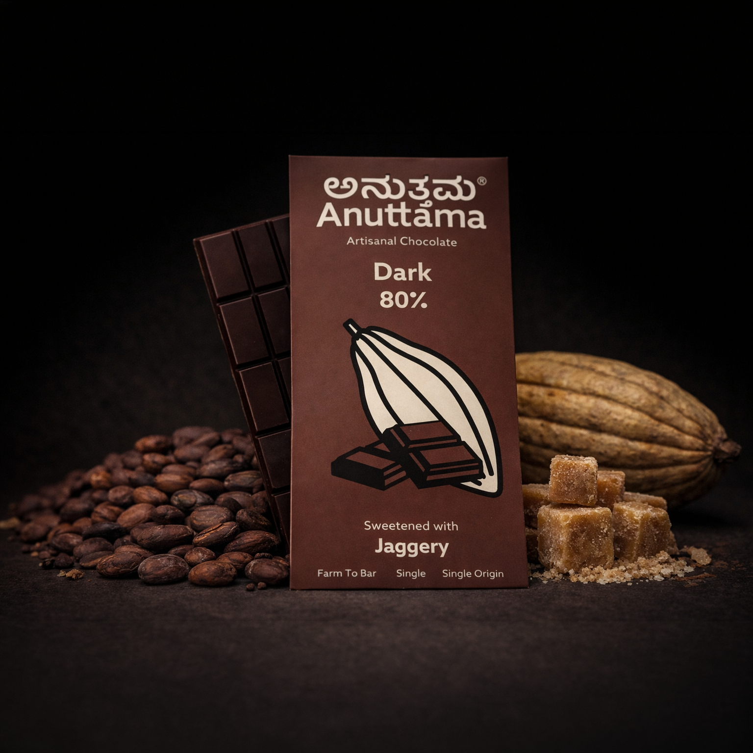 Dark | 80% Cocoa | Sweetened with Jaggery image 1