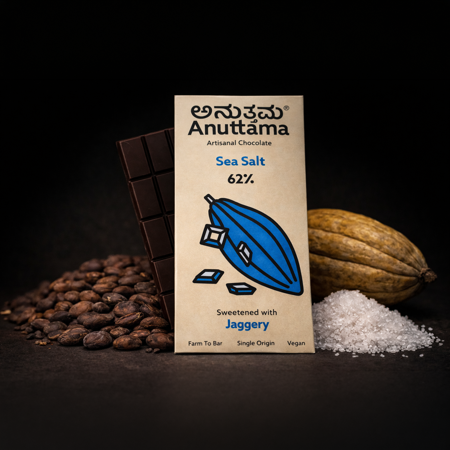 Sea Salt | 62%Cocoa | Sweetened with Jaggery – Anuttama Products ...