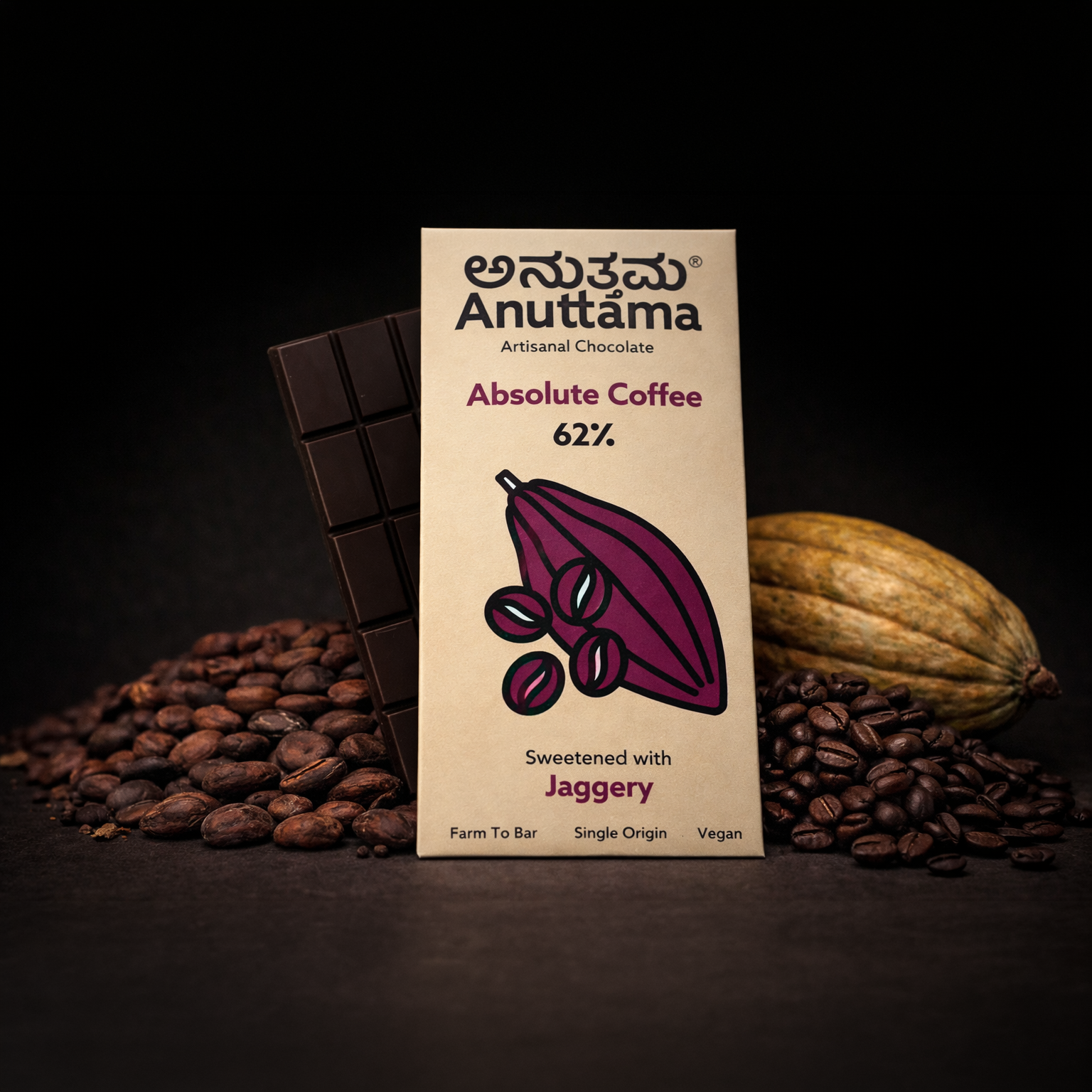 Absolute Coffee | 62% Cocoa | Sweetened with Jaggery