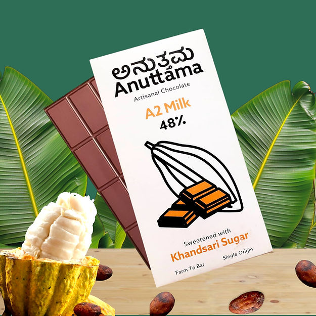 A2 Milk ( Dark Milk) | 48% Cocoa | Sweetened with Khandsari Sugar thumbnail 2