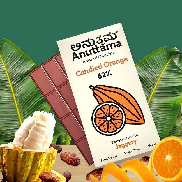 Candied Orange | 62% Cocoa |Sweetened with Jaggery thumbnail 2