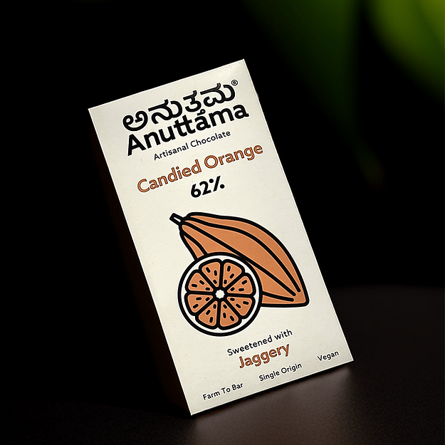 Candied Orange | 62% Cocoa |Sweetened with Jaggery
