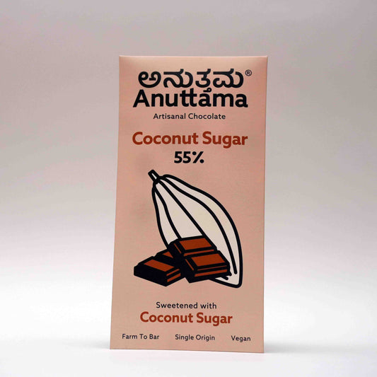 55%Dark sweetened with coconut sugar